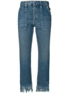 CHLOÉ CHLOÉ CROPPED JEANS WITH FRAYED HEM - 蓝色