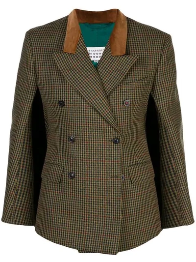 Maison Margiela Deconstructed Houndstooth Jacket In Green