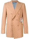 GUCCI GUCCI GG CANVAS JACKET WITH PATCH - BROWN