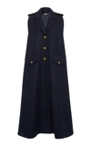 Miu Miu Long Sleeveless Virgin Wool Cape In Navy