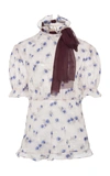 Miu Miu Women's Tie-detailed Floral-print Georgette Top In White