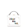 MELI MELO MELI MELO ART BAG "C'EST MA VIE" OLIVIA STEELE WHITE LEATHER BAG FOR WOMEN,AR01-147-CE