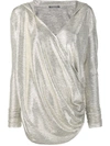 BALMAIN LAMINATED-EFFECT HOODED KNIT TOP