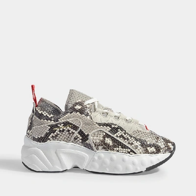 Acne Studios Manhattan Snake-effect Leather, Suede And Mesh Sneakers In White