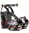 DOLCE & GABBANA BROCADE PLATFORM SANDALS,P00376615