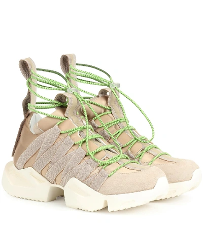 Ben Taverniti Unravel Project Suede-trimmed Trainers In Beige