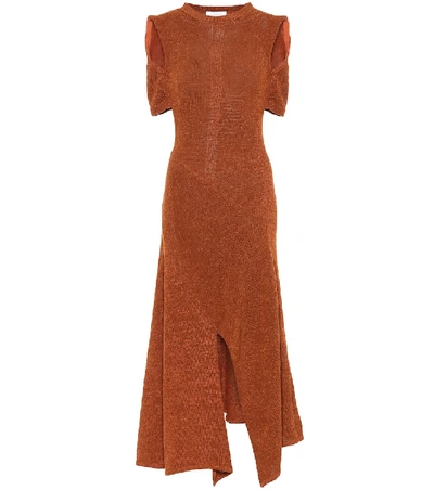 Chloé Knit Shawl-back Slit Maxi Dress In Hazel
