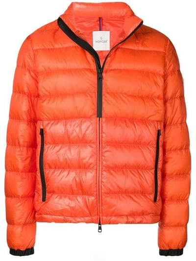 Moncler Short Puffer Jacket In Orange