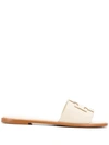 TORY BURCH EMBROIDERED LOGO SANDALS