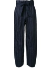 EMPORIO ARMANI BELTED STRIPED TROUSERS