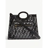 Fendi Runway Leather & Pvc Top Handle Bag In Black