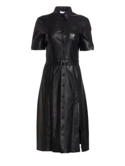 Altuzarra Kieran Leather Shirt Dress In Black