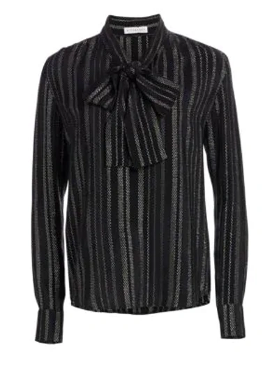 Altuzarra Visage Striped Metallic-weave Blouse In Black