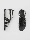 BURBERRY Union Jack Motif Leather and Suede Sandals