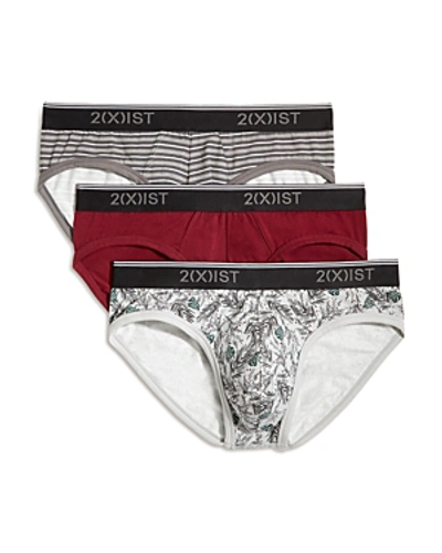 2(x)ist Cotton Stretch No-show Briefs, Pack Of 3 In Cloud Grey/ Tawny Port/ Lead