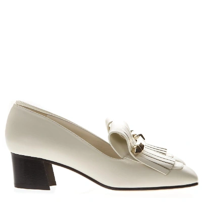Valentino Garavani Uptown 45 Fringed Leather Loafers In White