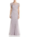 ADRIANNA PAPELL EMBELLISHED GODET GOWN,AP1E205378