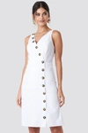 NA-KD BUTTONED DETAIL DRESS - WHITE