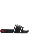 Dolce & Gabbana Saint Barth Slides In Black,white