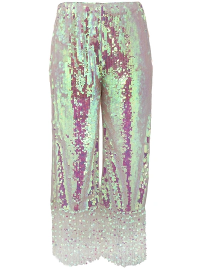 Circus Hotel Iridescent Cropped Trousers In White