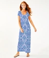 Lilly Pulitzer Wynne Maxi Dress In Whisper Blue Beach Happy Engineered Knit Dress