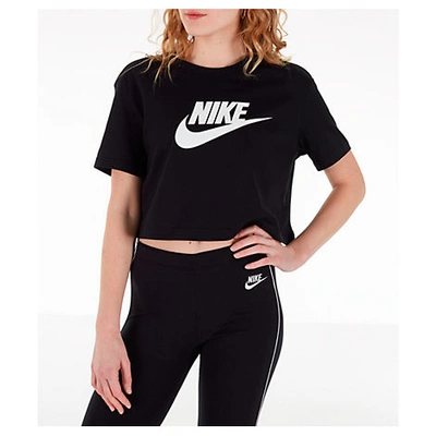 Nike Sportswear Essential Club Cropped Logo T-shirt In Black