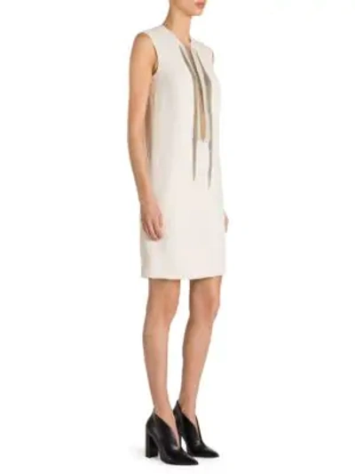 Stella Mccartney Sleeveless Shift Dress W/ Multi-chain Inset In White