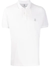 Brunello Cucinelli Logo Embroidered Polo Shirt In Optic White
