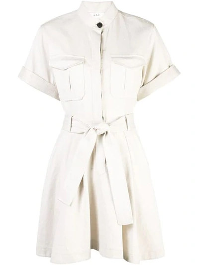 A.l.c Bryn Short-sleeve Belted Dress In Neutrals