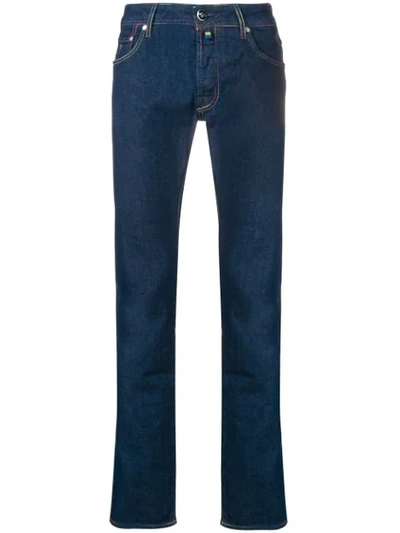 Jacob Cohen Contrast Stitch Slim-fit Jeans In Dark Wash