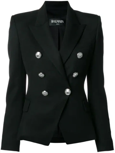 Balmain Peaked Lapel Blazer Jacket - 黑色 In Black