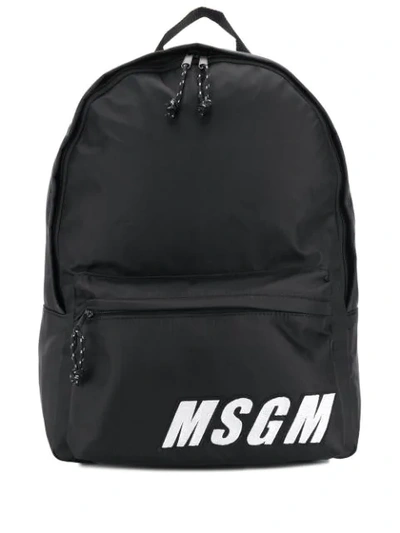 Msgm Embroidered Logo Backpack In Black