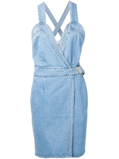 Nanushka Giza Cotton Denim Mini Dress In Blue