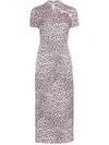 ALESSANDRA RICH ALESSANDRA RICH FITTED CHEETAH PRINT SILK CHEONGSAM DRESS - 粉色