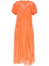 LEE MATHEWS LEE MATHEWS EMILY RUCHED DETAIL SILK MAXI DRESS - 橘色