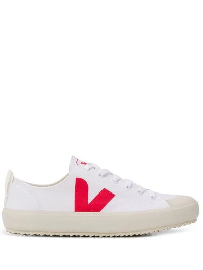Veja Nova Sneakers In Cotton Canvas With Contrasting Logo In White/marsala