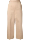 RED VALENTINO RED VALENTINO CROPPED TROUSERS - BROWN