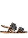 POLLY PLUME POLLY PLUME LEOPARD PATTERN CRYSTAL SANDALS - 大地色