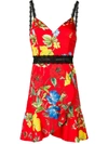 ALICE AND OLIVIA ALICE+OLIVIA FLORAL PRINT SHORT DRESS - RED