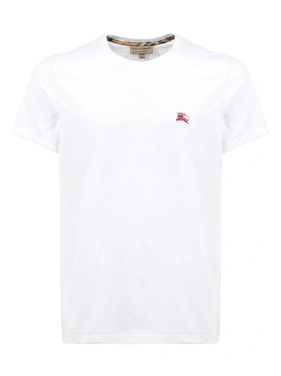 Burberry Logo Embroidered Crewneck T-shirt In Optic White