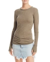 Enza Costa Cashmere Cuffed Crew Top In Pebble