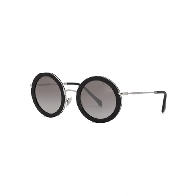 Miu Miu Mirrored Round-frame Sunglasses In Black