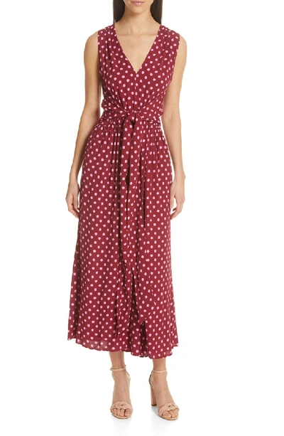 Kate Spade Lia Polka-dot Sleeveless Wide-leg Crop Jumpsuit In Rhubarb Jam/peppy Pi