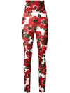 DOLCE & GABBANA DOLCE & GABBANA FLORAL PRINT LEGGINGS - RED