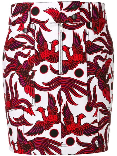 Kenzo Structured Phoenix-print Mini Skirt In Medium Red