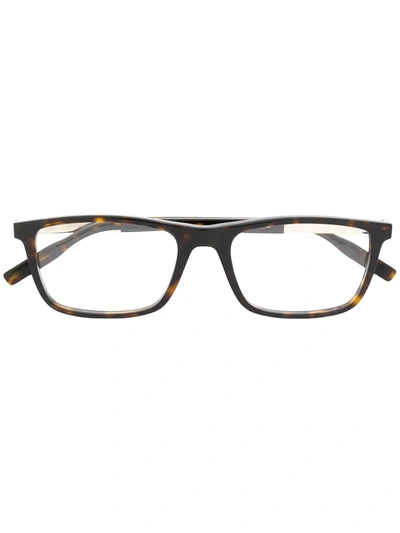 Montblanc 长方形框眼镜 - 棕色 In Brown