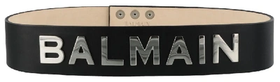 Balmain Leather Logo Waist Belt In Black