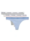 CALVIN KLEIN 3-PACK COTTON BLEND THONGS