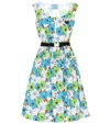 PRADA BELTED FLORAL COTTON POPLIN DRESS,P00366291