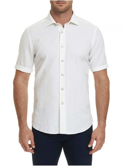 Robert Graham Men's R Collection Romano Short Sleeve Shirt In White Size: 3xl By
